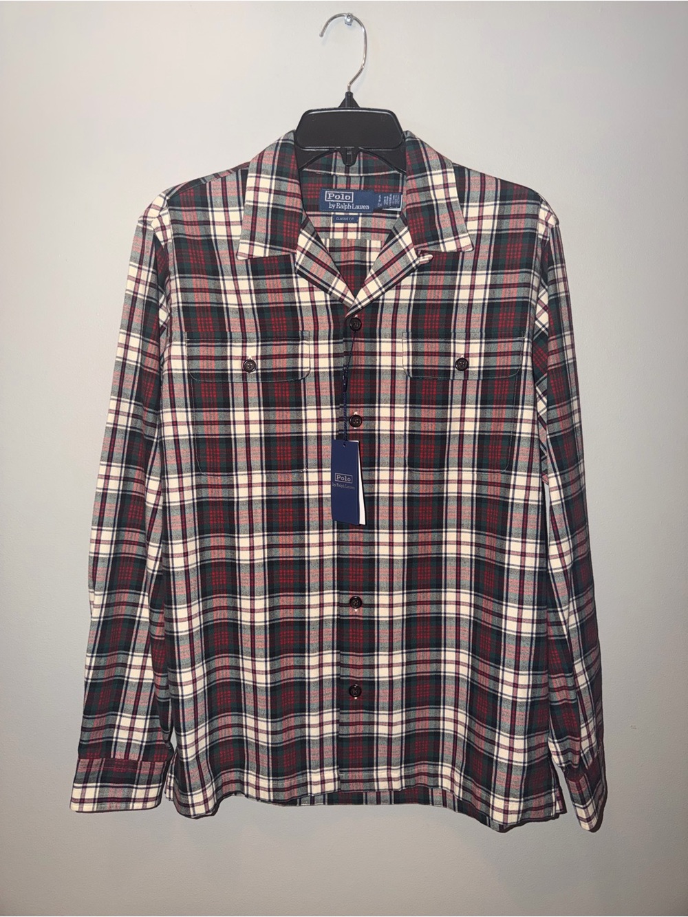 Polo by Ralph 100% cotton Lauren Red, Green and White Plaid Button-Down Shirt